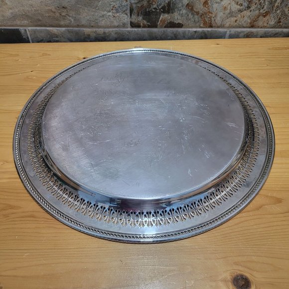 VTG WM Rogers 172 Round Metal Serving Platter 15" - Picture 3 of 16